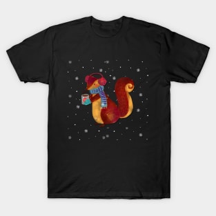 Winter squirrel drinking coffee T-Shirt